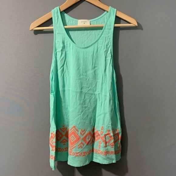Everly Mint Green Peach Racerback Tunic Tank Top - Picture 1 of 6